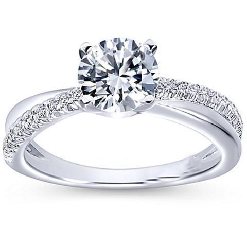 Bezel Set Round Cut Lady’s Brilliant Engagement Wedding Solitaire Ring with Accents