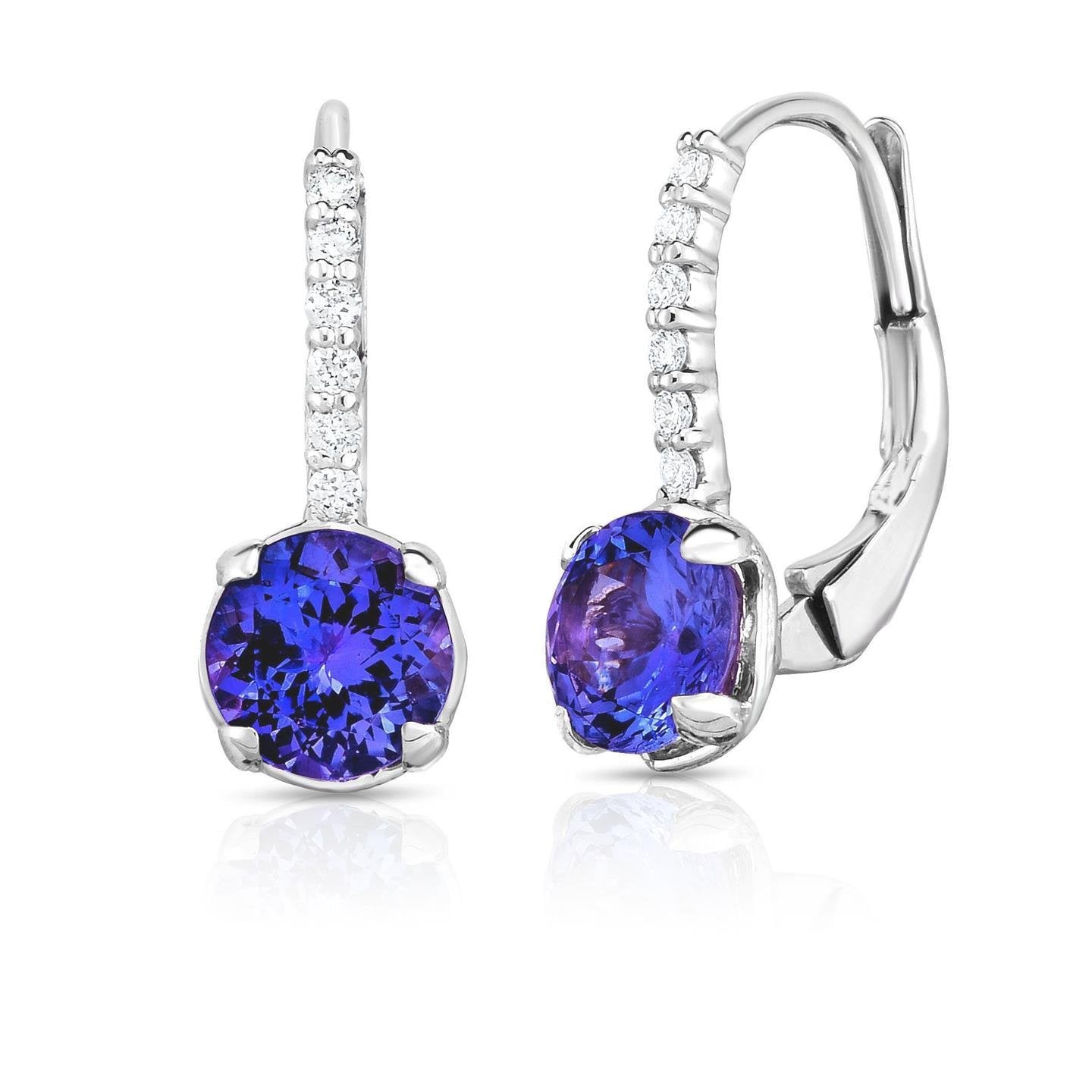 Prong Set Tanzanite With Diamonds 4.50 Ct. Dangle Earring White Gold Gemstone Earring