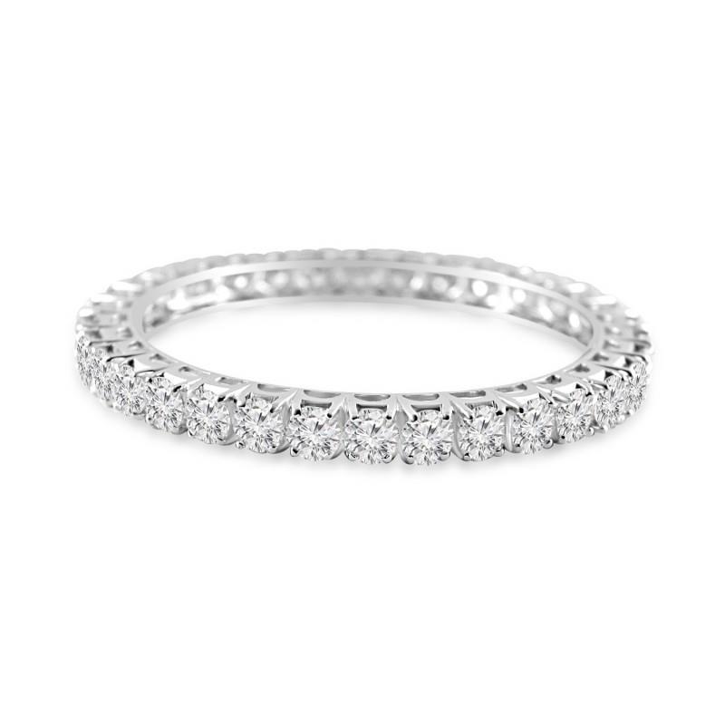 Prong Setting 12 Ct Round Brilliant Diamond Bangle White Solid Gold Bangle
