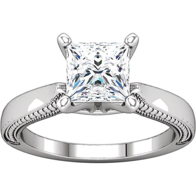 natural princess diamond 2ct ring front view