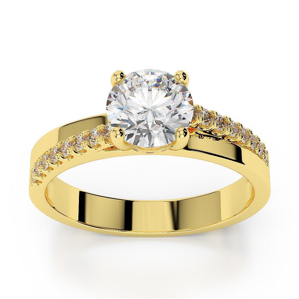 Yellow Fancy Princess Cut Vintage Style White Gold Diamond Solitaire Ring with Accents