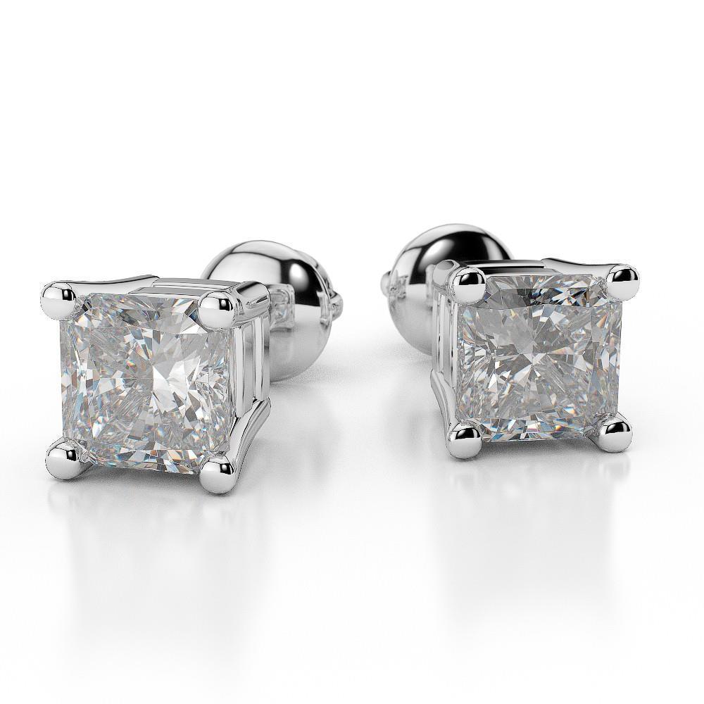 Radiant Cut 4 Ct Diamonds Women Studs Earrings White Gold 14K