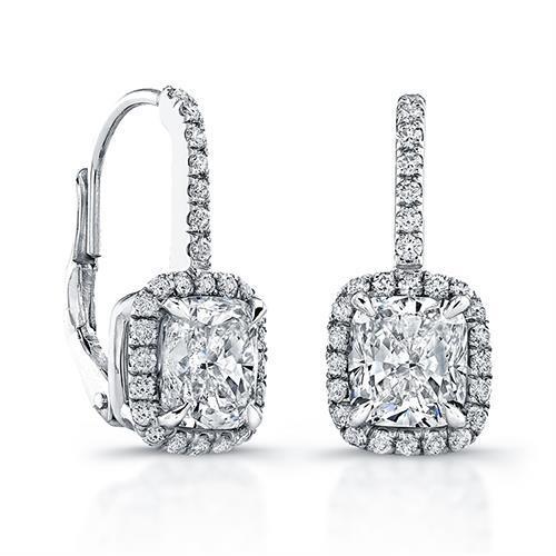 Radiant Round Diamonds 3.50 Ct. Leverback Ear Ring White Gold Leverback Earrings