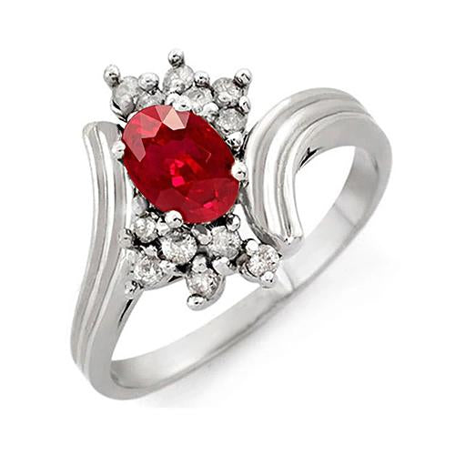 fancy Engagement Red Oval Sapphire And Ruby Ring White Gold Gemstone Ring