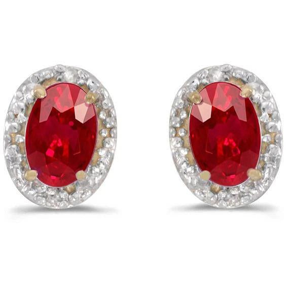 New High Quality Wedding Red Ruby And Diamond Stud Halo Earring Gold Jewelry