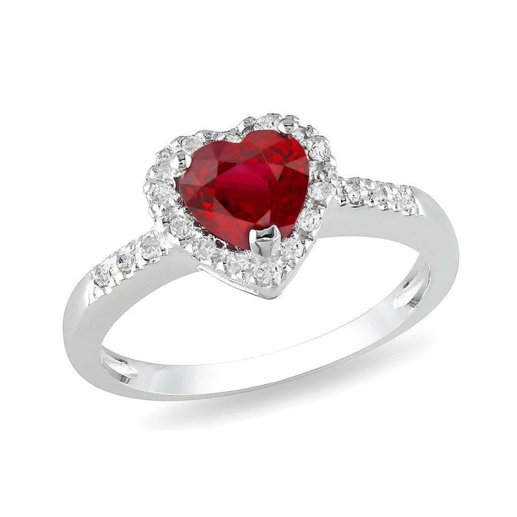 Nice Red Ruby Gemstone With Diamond White Gold Jewelry Gemstone Ring