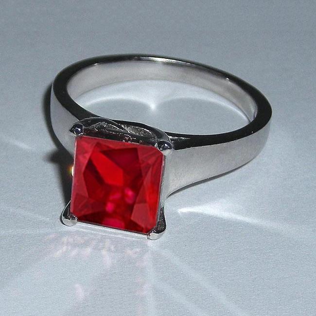 Red Solitaire Ruby Women Ring 2.25 Carats White Gold Gemstone Ring