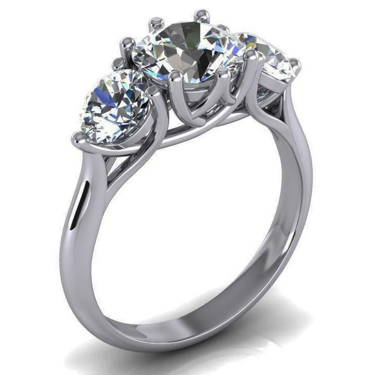 4.51 Carats Round 3 Stone Diamond Trellis Style