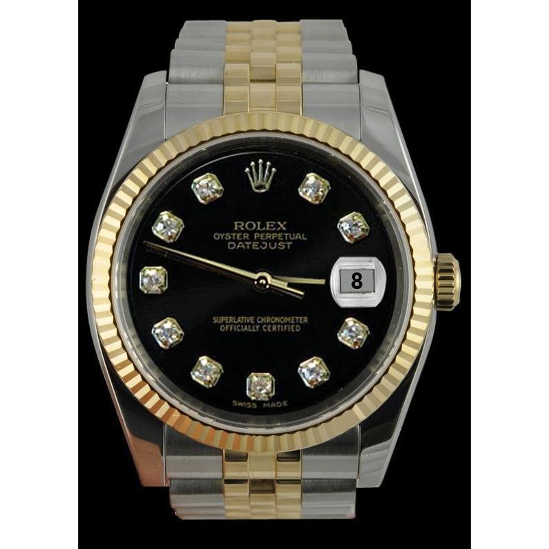 Rolex Datejust 36 MM Jubilee Black Diamond Dial Two Tone