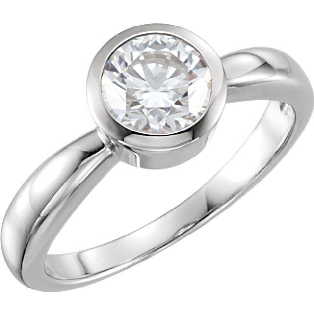 Round Bezel Set Half Bezel Antique Lady’s Style White Elegant Gold Diamond Solitaire Ring