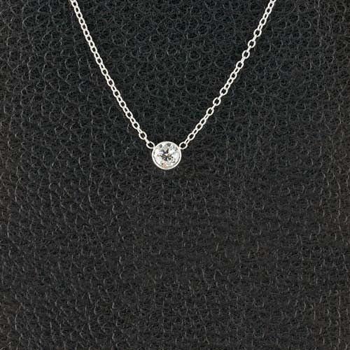 Round Brilliant Cut 1 Carat Diamond Pendant Necklace 14K White Gold Pendant