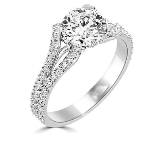 New Style Lady’s Brilliant Engagement Wedding Solitaire Ring with Accents White Gold Diamond