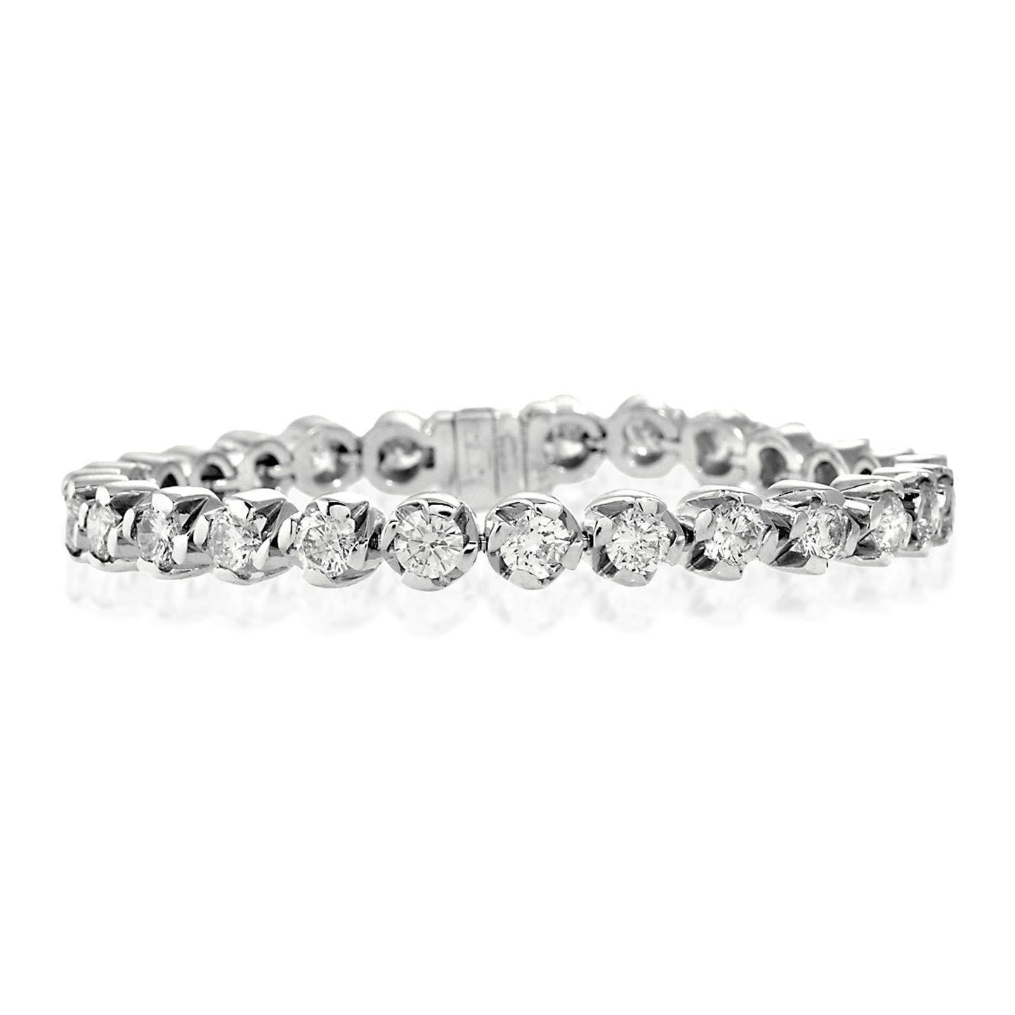 Round Brilliant Cut Diamond Ladies Tennis Bracelet White Gold Tennis Bracelet