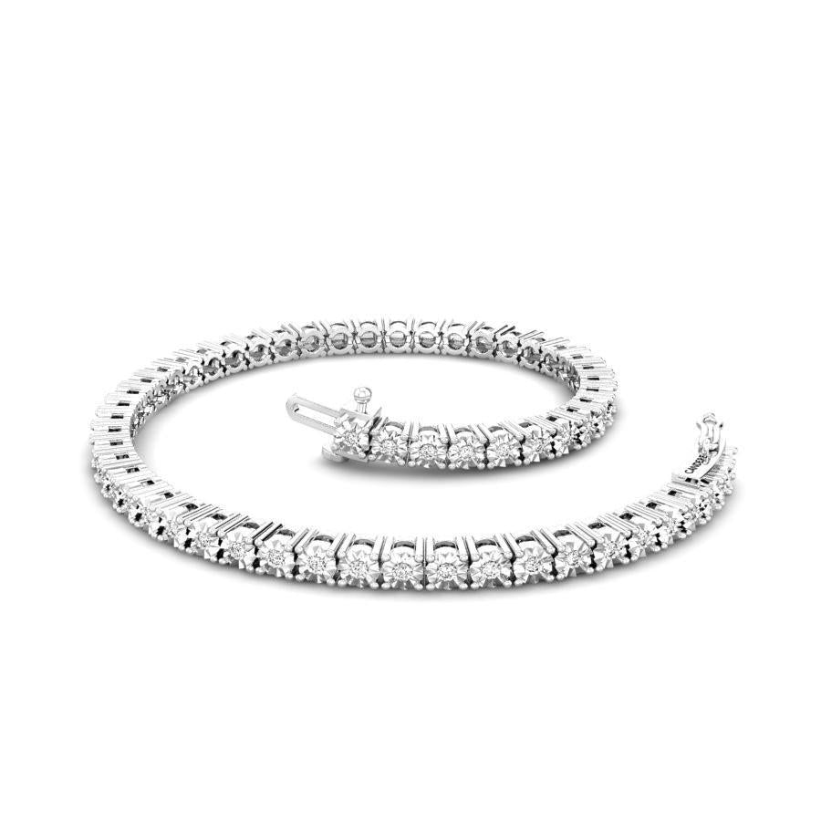 Round Brilliant Cut Diamond Tennis Bracelet Solid Gold White 3 Ct Tennis Bracelet
