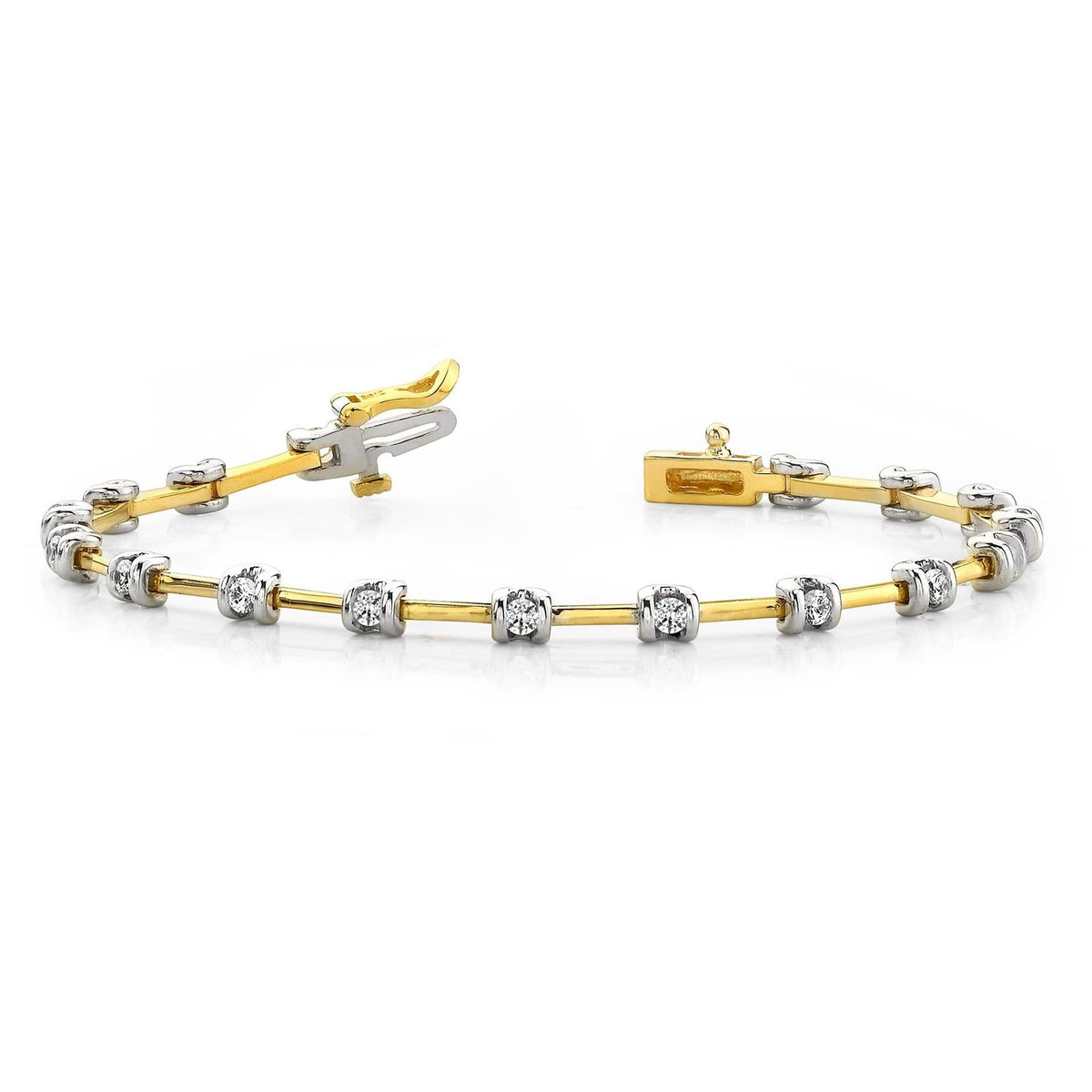 Round Brilliant Cut Diamond Tennis Bracelet Two Tone Gold Tennis Bracelet