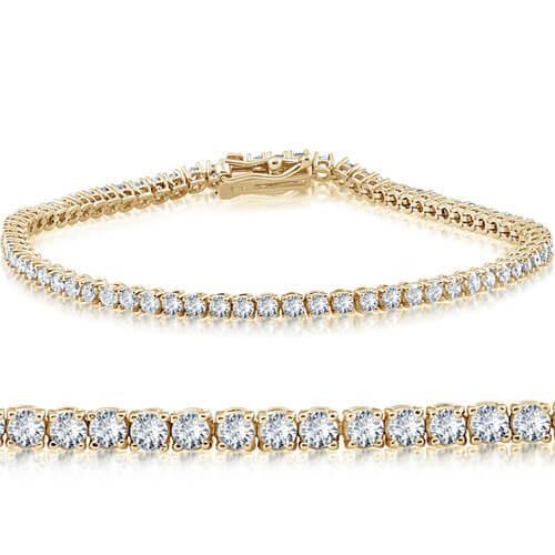 Round Brilliant Diamond Tennis Ladies Bracelet 4.50 Carats Fine Yellow Gold 14K Tennis Bracelet