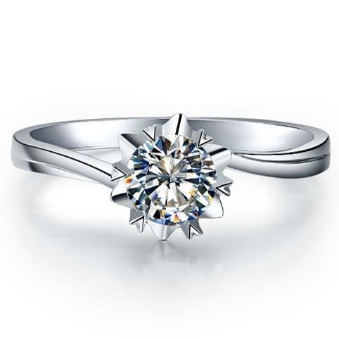 Lady’s Fancy Unique Engagement White Gold Diamond Solitaire Ring