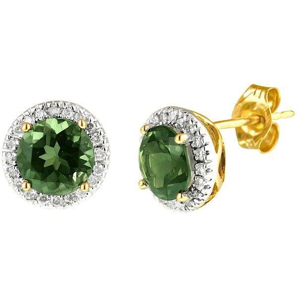 Round Cut Amazing Stylish womans Tourmaline And Diamonds Studs Earrings Gemstone Earring