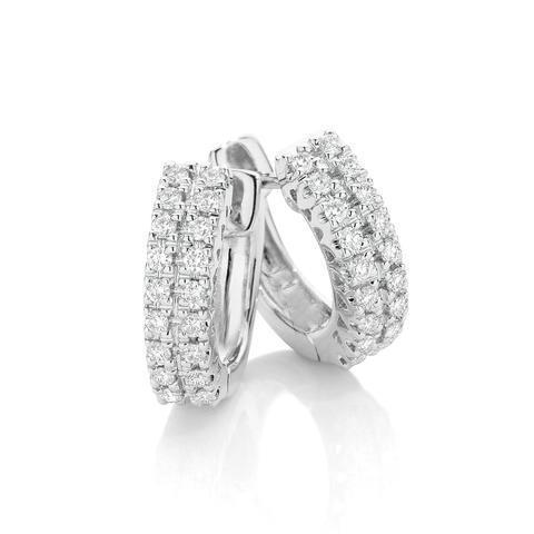 Round Cut Diamonds Lady Hoop Earrings White Gold