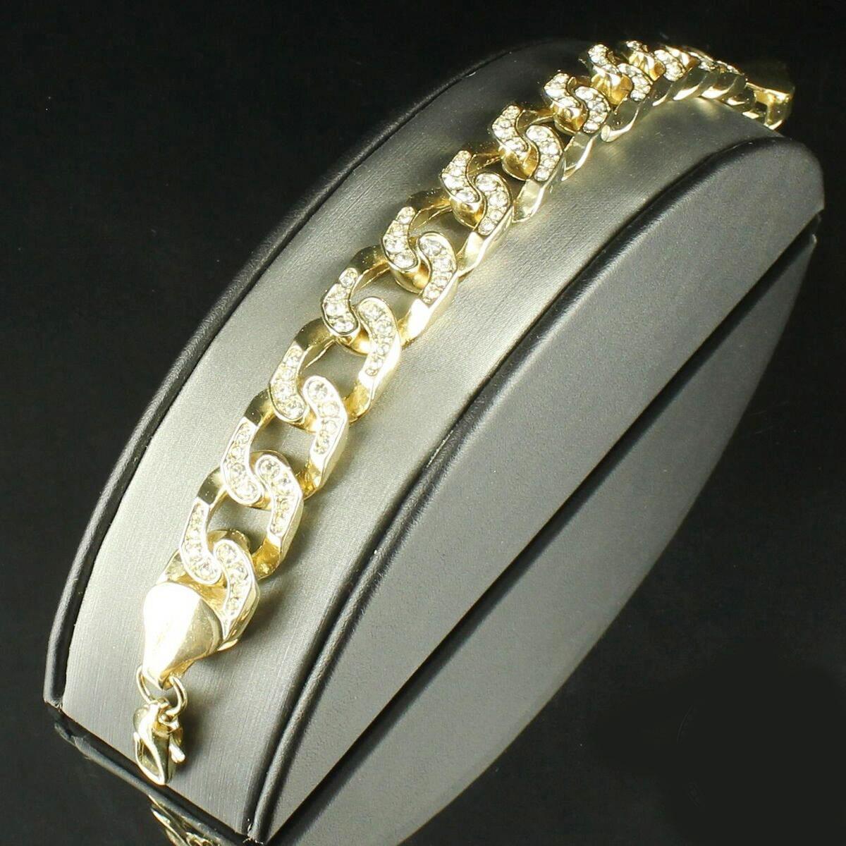 Round Cut 3.5 Carats Diamond Mens Bracelet Solid Yellow Gold 14K Mens Bracelet