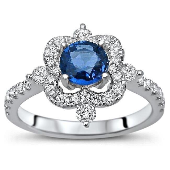 Round Cut High Quality Unique Sri Lanka Blue Sapphire Diamonds Gemstone Ring
