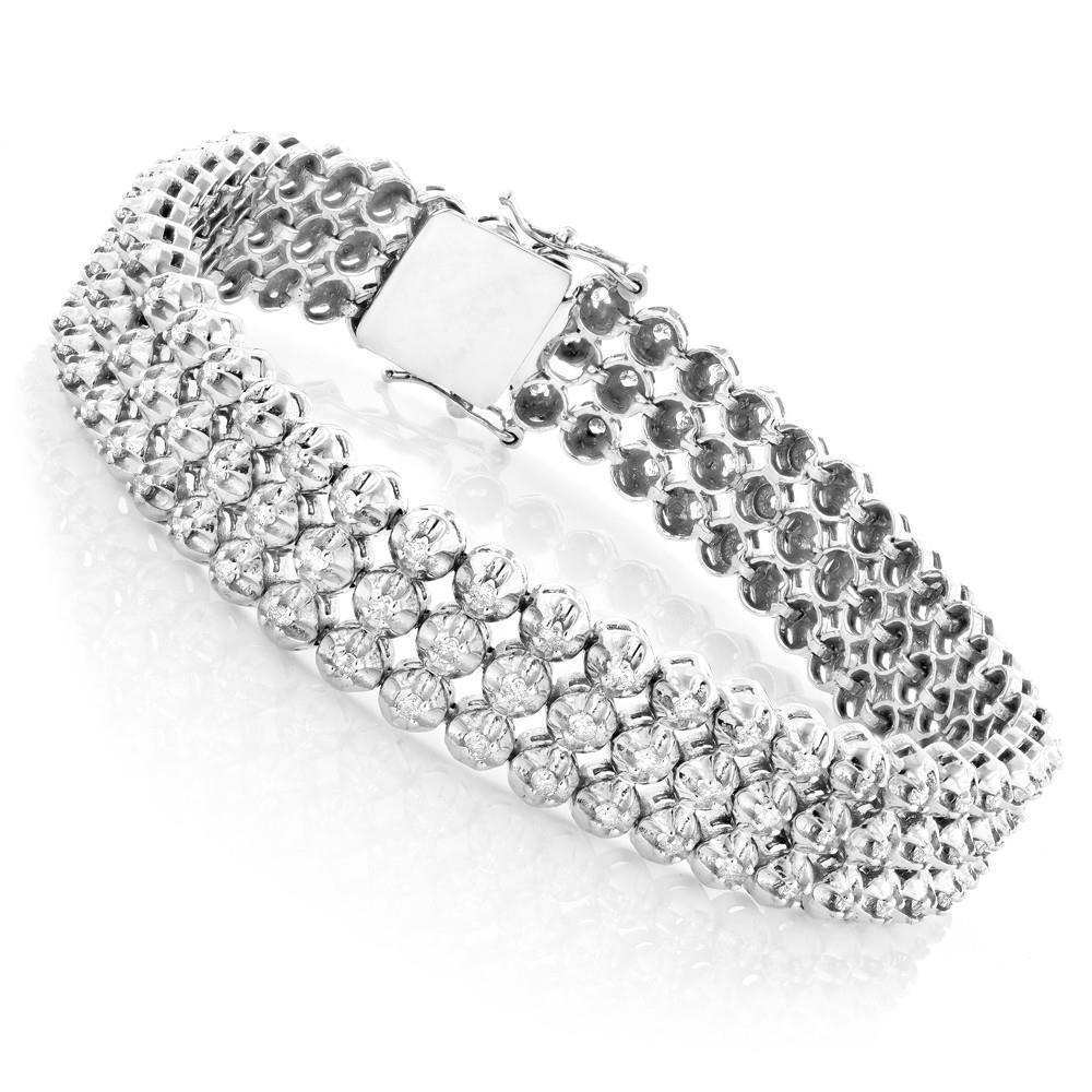 Round Cut 5.30 Carats Diamonds Men'S Bracelet F/G Vs2/Si White Gold 14K Mens Bracelet
