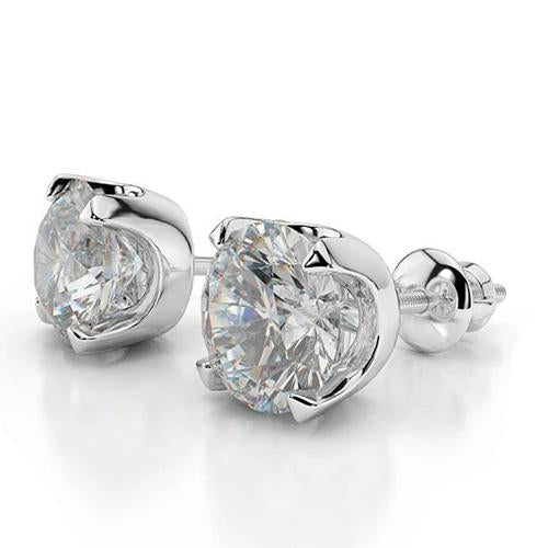 Round Cut Diamonds Ladies Studs Earrings Gold White Stud Earrings