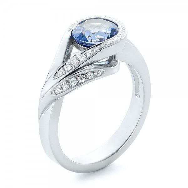 Round Cut Blue Sapphire And Diamonds 2.50 Ct Ring White Gold 14K Gemstone Ring
