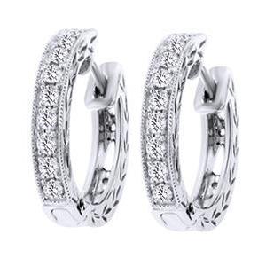 Round Cut F Vvs1 Diamond Hoop Earrings White Gold 14K Hoop Earrings