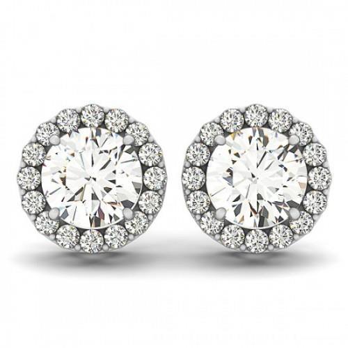 Round Cut Halo Diamond Women Stud Earring 2.35 Ct Solid White Gold Halo Stud Earrings