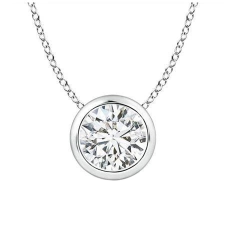 Round Cut Natural Diamond Necklace Pendant 2.5 Ct White Gold 14K Bezel Set