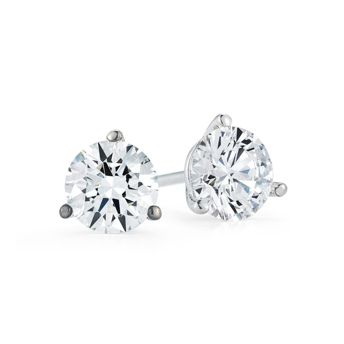 Sparkling Round Cut Solitaire Diamond Stud Earring White Gold
