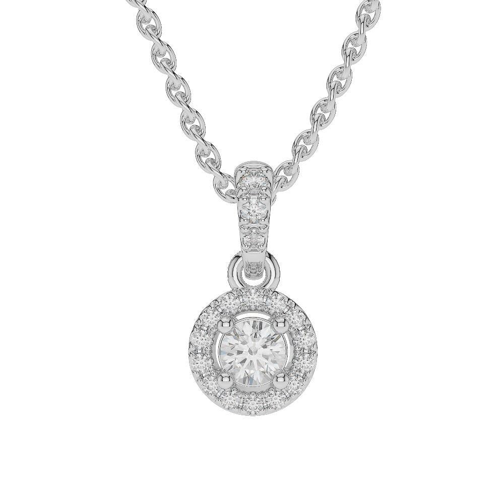 Round Cut Sparkling 2.40 Ct Diamonds Pendant Necklace White Gold Pendant