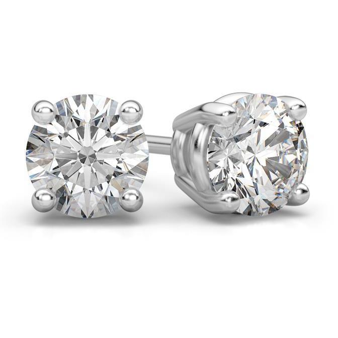 natural round diamond 3.80ct earring front view