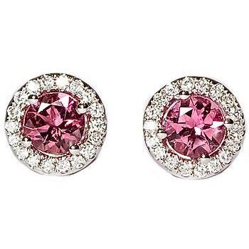 Sparkling Unique Cut Tourmaline And Diamond Stud Pave Halo Earring White Gold