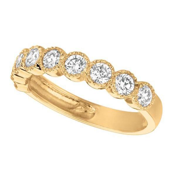 Round Diamond 1.01 Carat Bernish Setting Ring Eternity Band Yellow Gold 14K Sparkling Ring