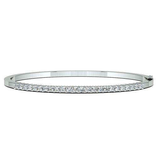 Round Diamond Bangle Bracelet 14K White Gold Bangle