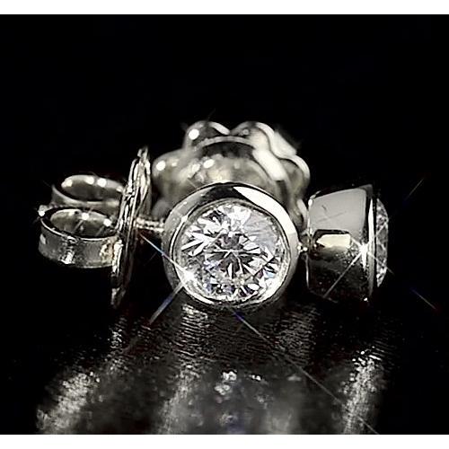 Round Diamond Bezel Style Stud Earring 1.60 Carats Stud Earrings