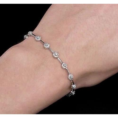 Round Diamond Bracelet 6 Carats Bezel Set Women Jewelry 14K Tennis Bracelet