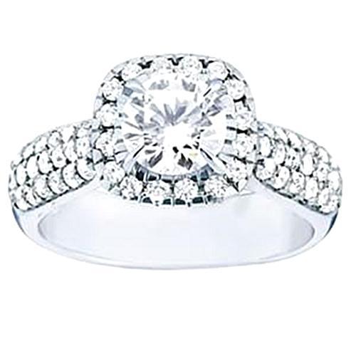 Round Diamond Engagement Ring White Gold 2.25 Carats Fine Jewelry Halo Ring