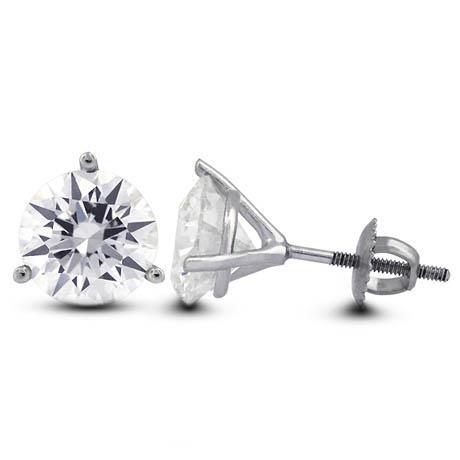 Round Diamond Martini Style 2.10 Ct. Women Stud Earring White Gold Stud Earrings