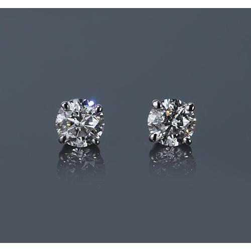 4 prong Natural Brilliant Engagement White Gold Diamond Stud Earrings
