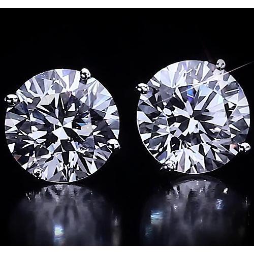 Round Diamond Stud Earrings 4.50 Carats White Gold 14K F Vs1 Stud Earrings