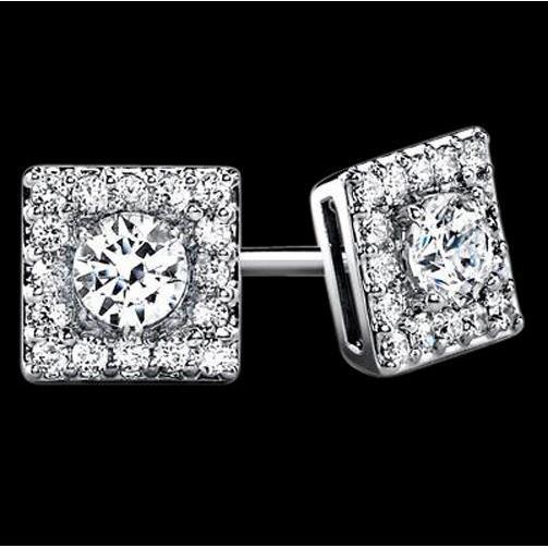 New Style Amazing Diamond Sparkling Stud Halo Earrings Pair