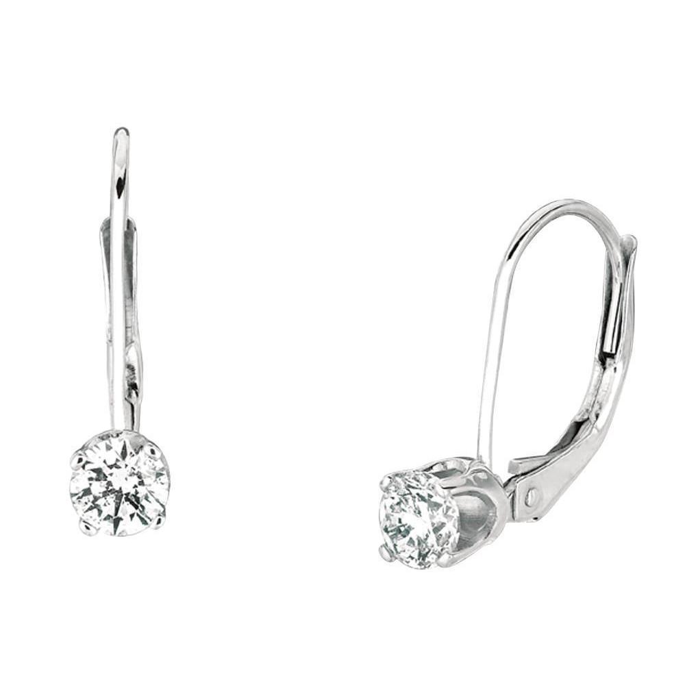 Round Diamonds 0.50 Carats Leverback Earring Pair White Gold Earrings Leverback Earrings