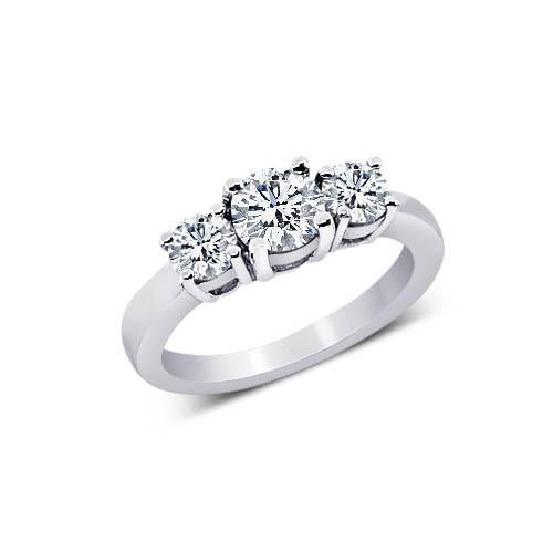 Round Diamonds 1.01 Carat Engagement Ring Solid Gold Jewelry 3 Stone Three Stone Ring