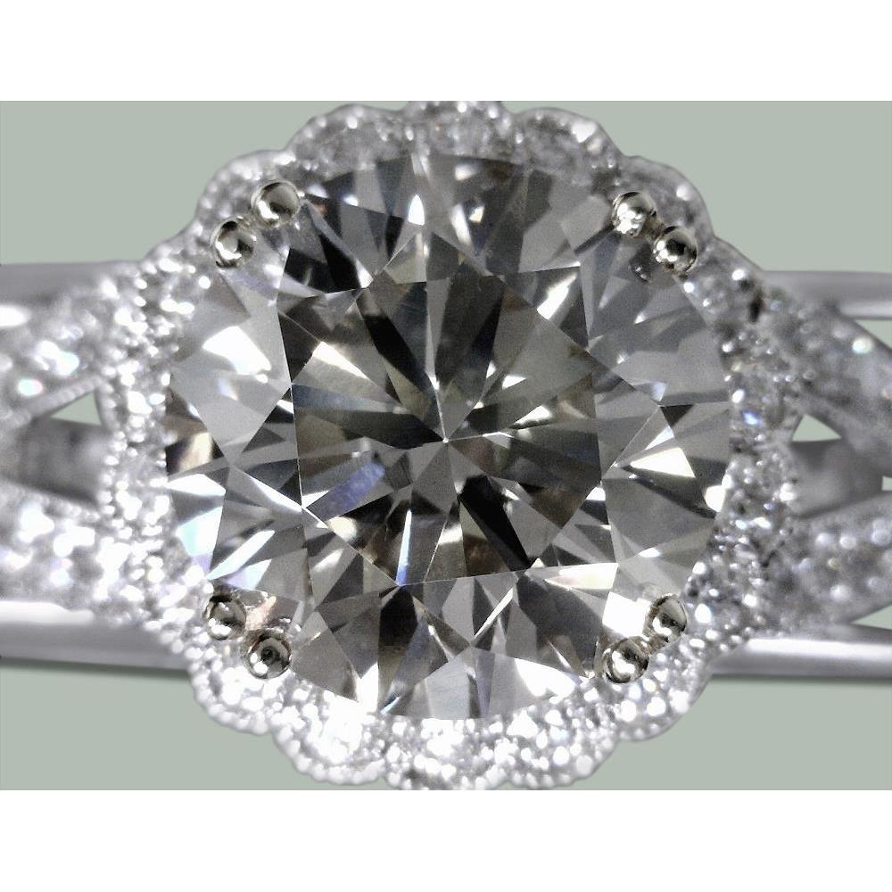 Round Diamonds 7 Carats Halo Solitaire With Accents Halo Ring Gold Halo Ring