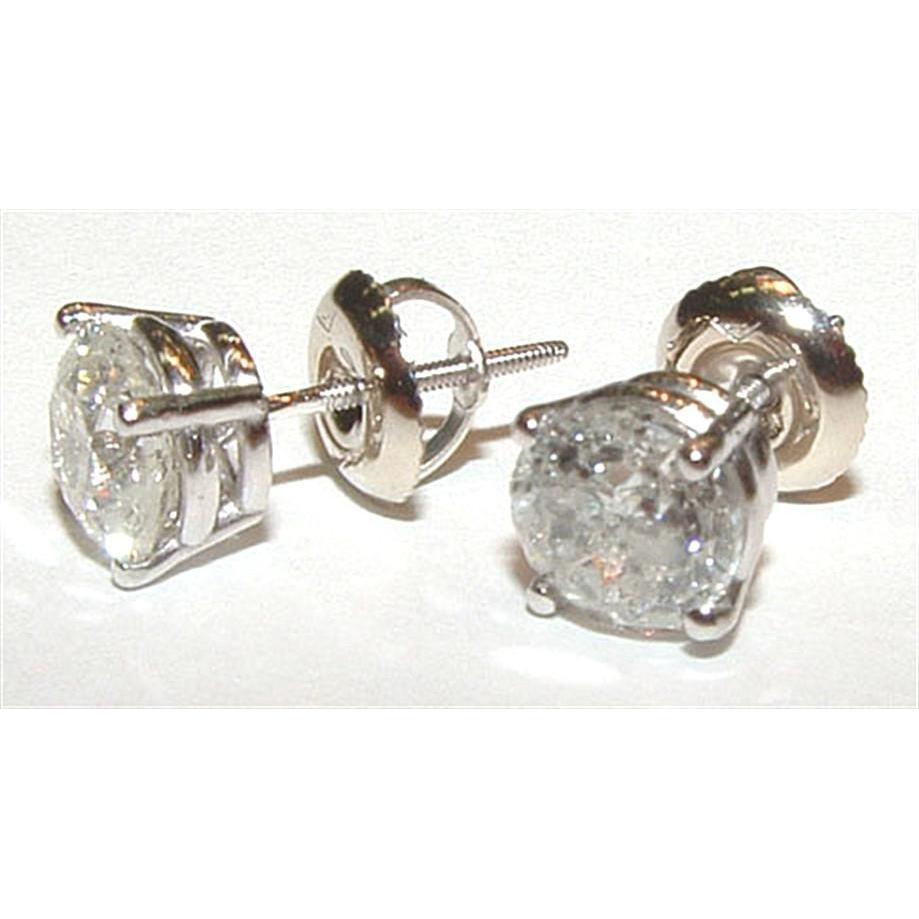 Round Diamonds Stud Earrings White Gold WomenStud Earrings