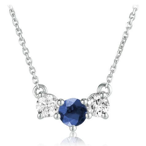 Round Sapphire Pendant With Diamond White Gold Jewelry 1.50 Carats Gemstone Pendant