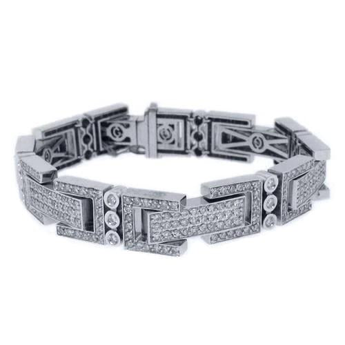 Round Shaped 18 Carats Diamond Men Bracelet White Gold 14K Mens Bracelet